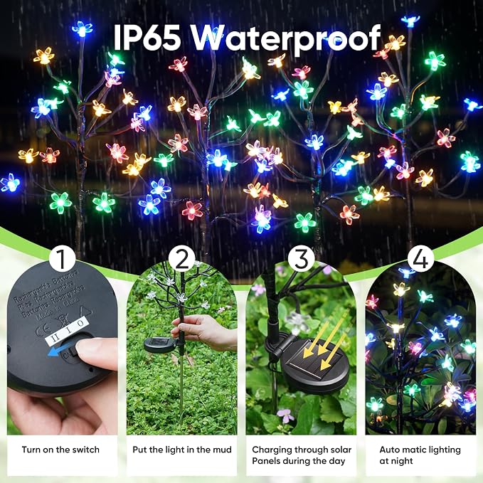 Solar Garden Lights Waterproof, Solar Lights Outdoor Decorative 8Pack, 160Led - Image 2