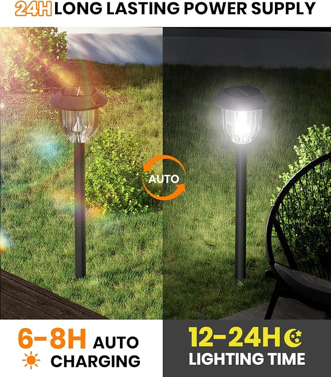 AOSEA 2 Pack Solar Outdoor Lights, IP 65 Waterproof Solar Powered Driveway - Image 7