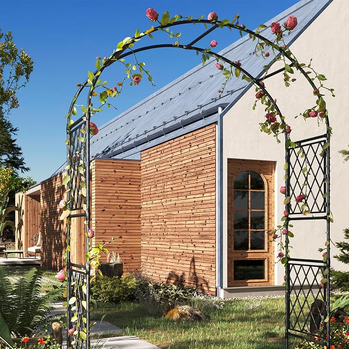 Metal Garden Arbor & Wedding Arch, 86.6" x 47"Rust-Resistant Iron Trellis - Image 5