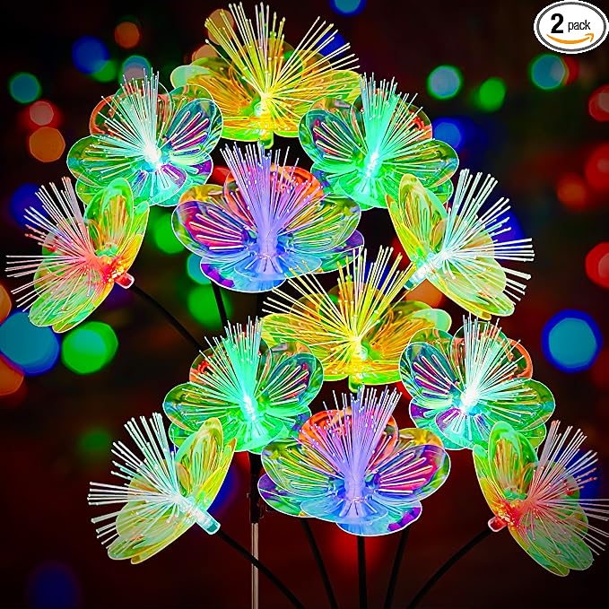 JJGoo 2 Pack Solar Garden Lights, Solar Flower Swaying Light by JJGoo