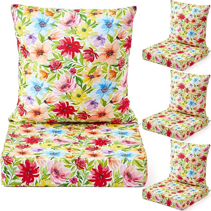 Hoteam 4 Set Outdoor Chair Patio Cushions 20 x 20 Inch Deep Seat Waterproof by Hoteam