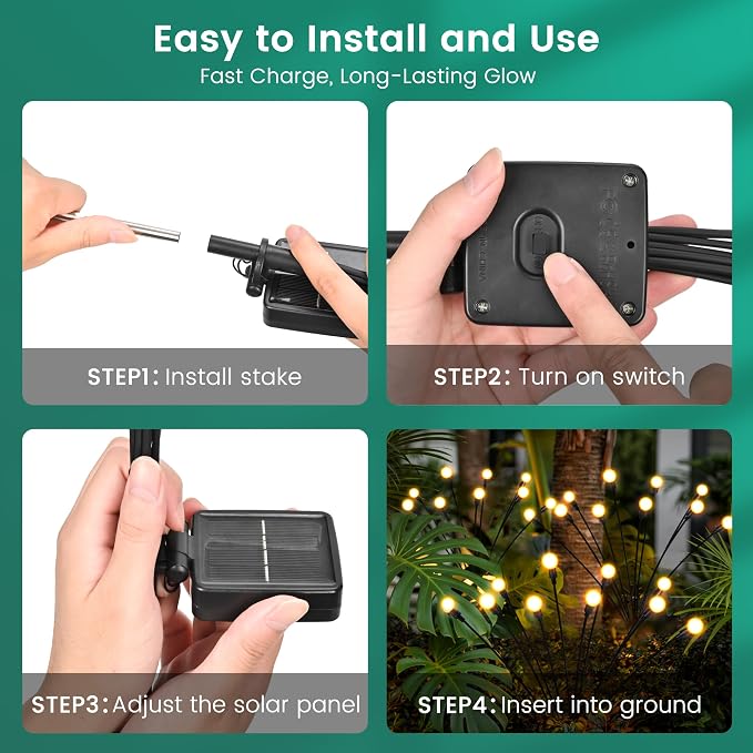 Solar Garden Lights, LED Swaying Solar Lights Outdoor Waterproof, Warm White - Image 7