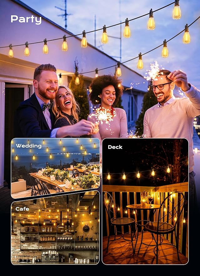 Brightown Outdoor String Lights, 180FT 60+2 LED ST38 LED Patio Lights - Image 6
