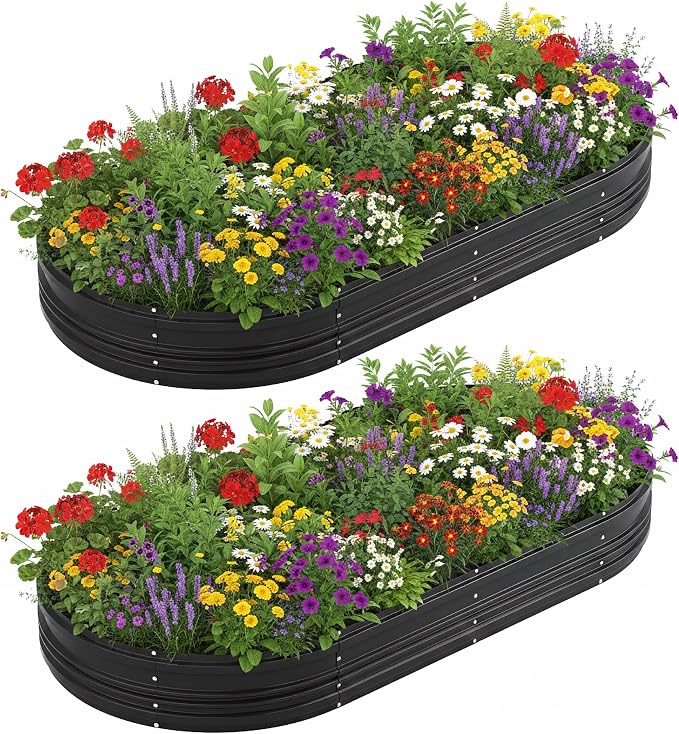 WORKPRO 2PK 8x4x1ft Outdoor Galvanized Raised Garden Bed, Easy Assembly Planter by WORKPRO