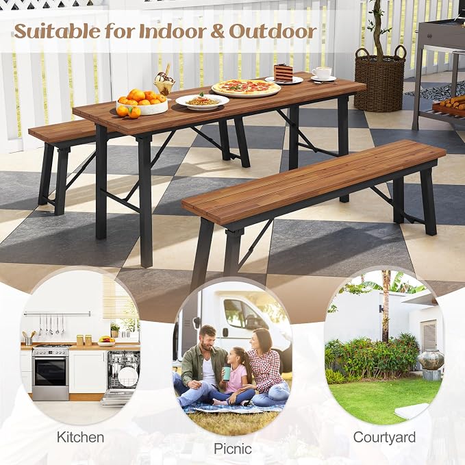 Tangkula 59" Narrow Outdoor Dining Table - Image 8