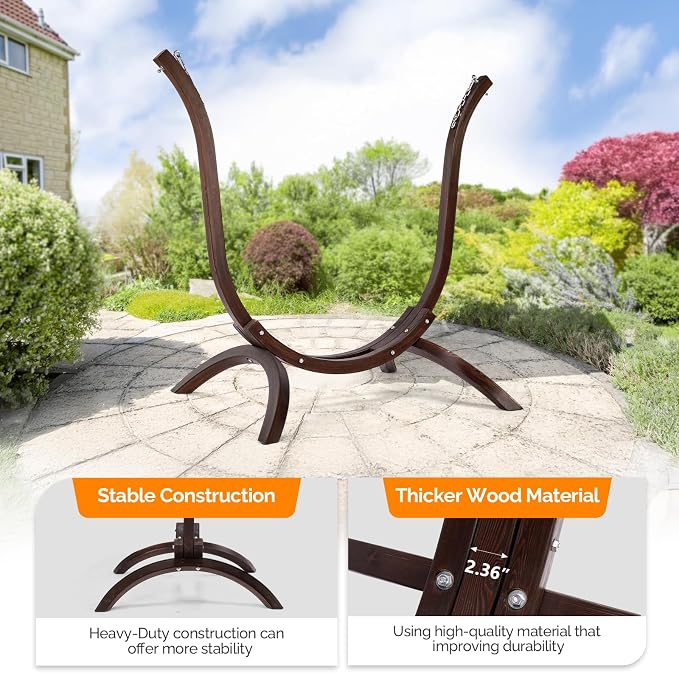 ONCLOUD 550 LBS Hand-Made Elegant Hammock Chair Stand Only, Premium Curved - Image 2