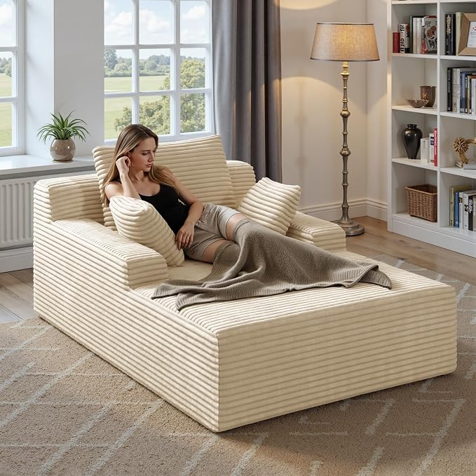 51'' Oversized Chaise Lounge Chair Indoor, Non-Assembly Deep Seat Sofa Bed - Image 7