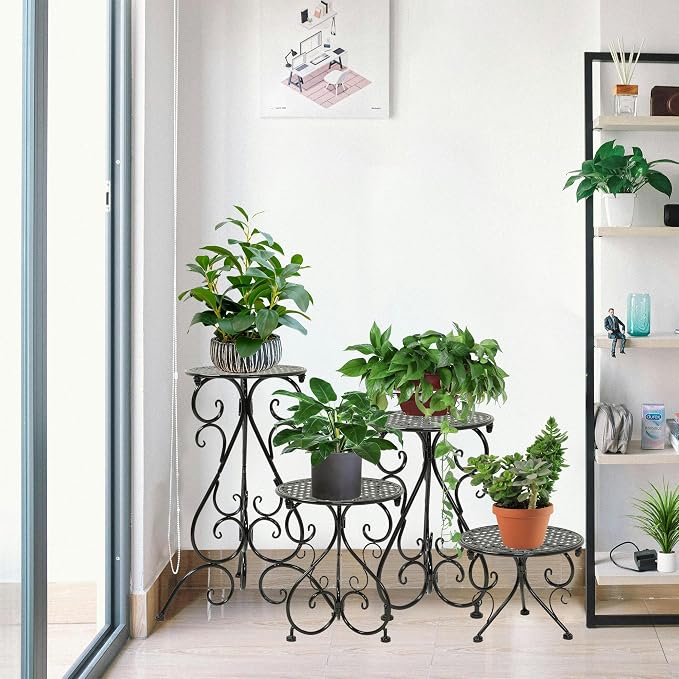 4-Pack Metal Plant Stand for Indoor Outdoor, Heavy Duty Flower Pot Stands for - Image 4