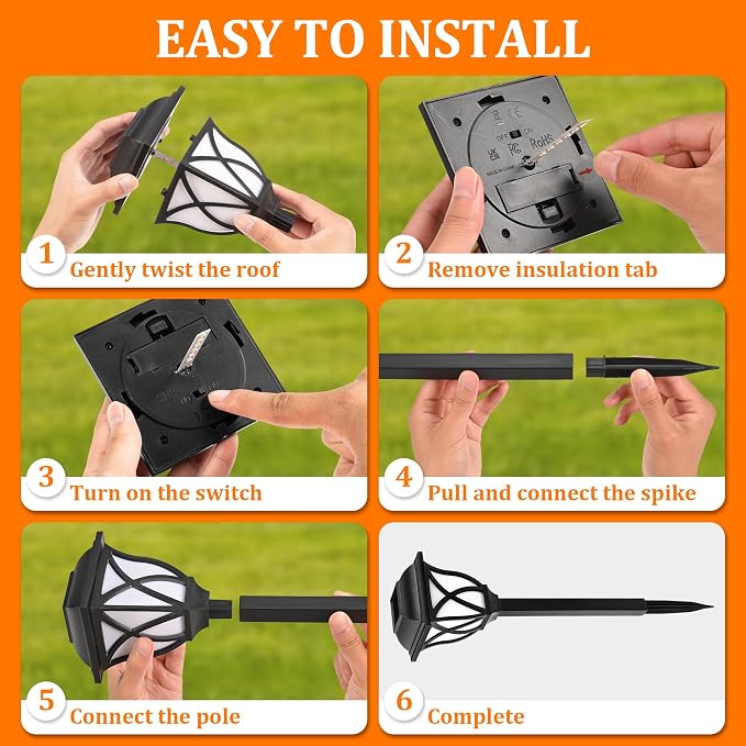 GIGALUMI Solar Lights Outdoor Waterproof, 8 Pack Flickering Flame LED Lights - Image 9