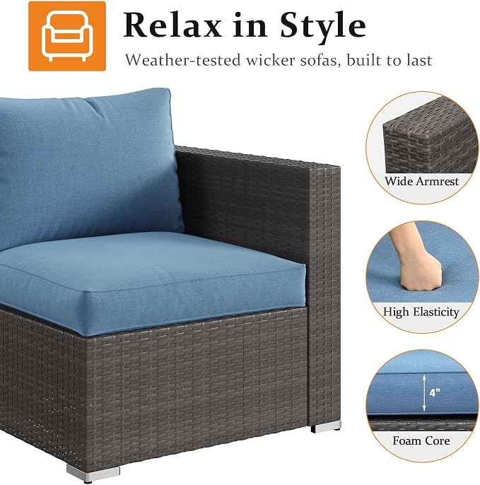 Wisteria Lane 7 Pieces Patio Furniture Sets, Outdoor Sectional Sofa - Image 3