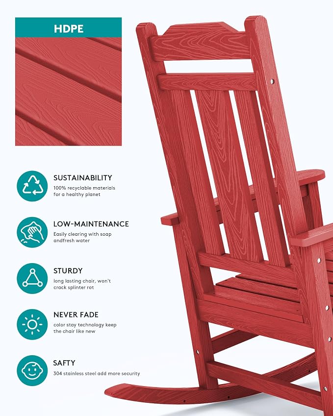 SERWALL HDPE Outdoor Rocking Chair - Image 5
