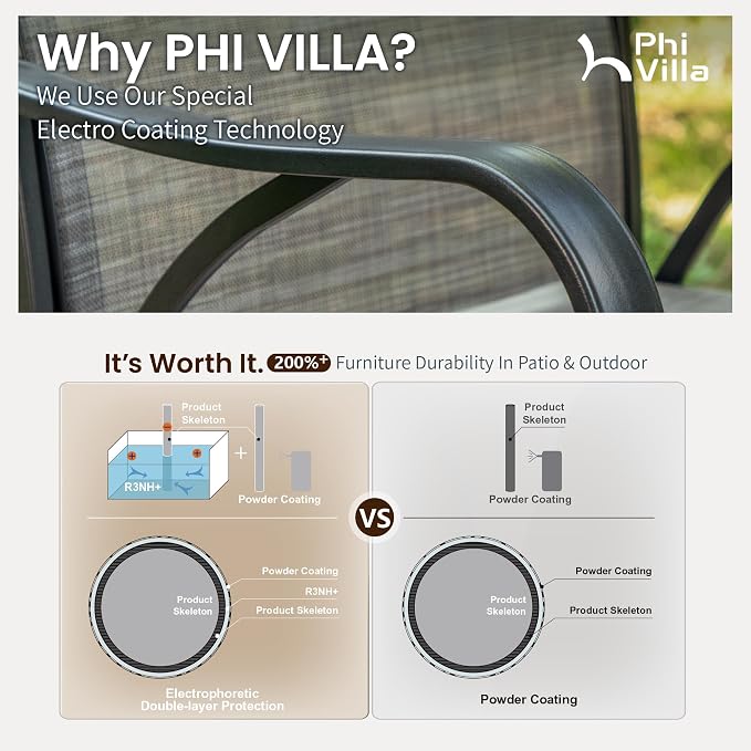 PHI VILLA Outdoor Swivel Bar Stools Set of 6, Bar Height Patio Bar Stools & - Image 9