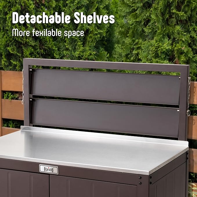 Garden Potting Bench with Storage Cabinet, Outdoor Gardening Table & Work Bench - Image 6