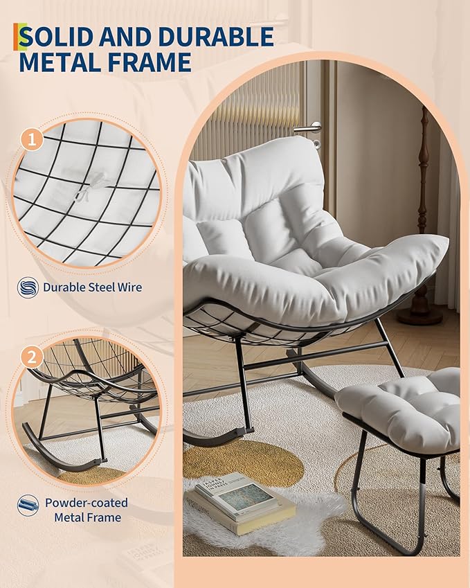 GAOMON Outdoor Oversized Papasan Rocking Chair - Image 7