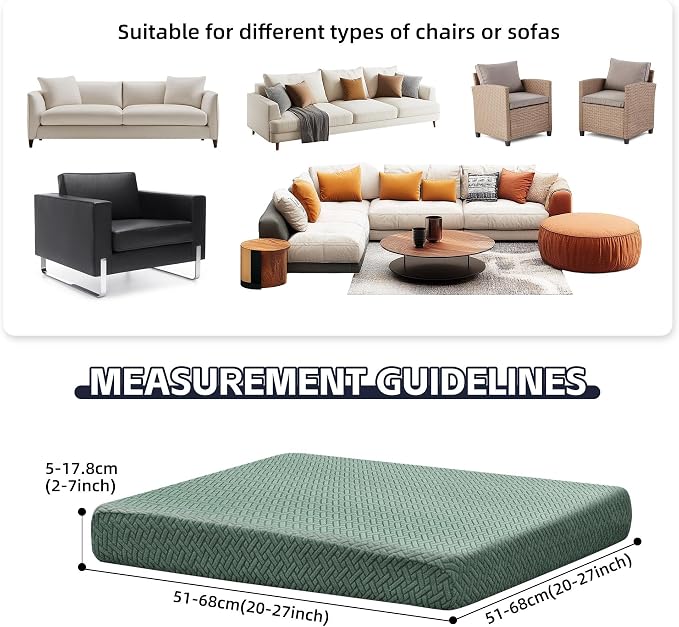 8Pcs Patio Cushion Covers, Outdoor Cushions Covers, Stretch Cushion Covers - Image 2