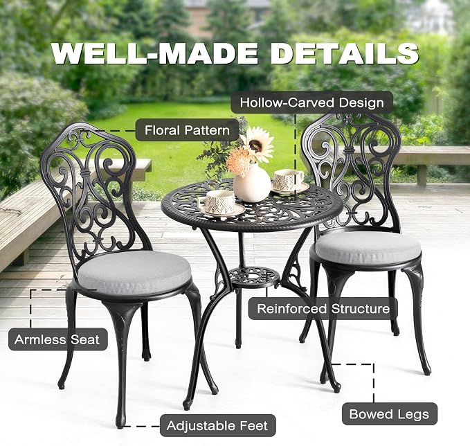 NUU GARDEN Patio 3-Piece Bistro Set - Image 5