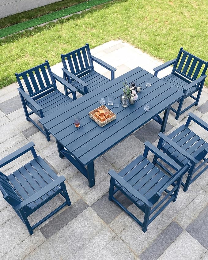 7 Pieces HDPE Outdoor Dining Set, Patio Dining Set - Image 2