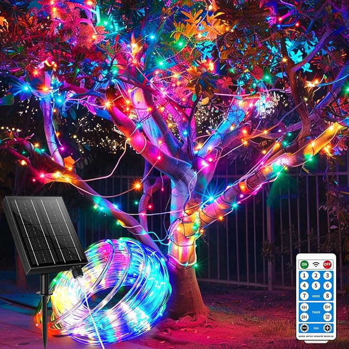Solar Rope Lights 98FT Waterproof 300LEDs, Rechargeable Solar String Light by LairtPOW
