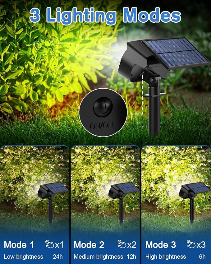 Fabrito Large Solar Spot Lights Outdoor 2 Pack, 1000 Lumens High Brightness - Image 5