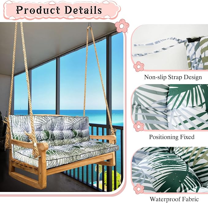 2-3 Seat Swing Replacement Cushion, Outdoor Bench Cushions - Image 3