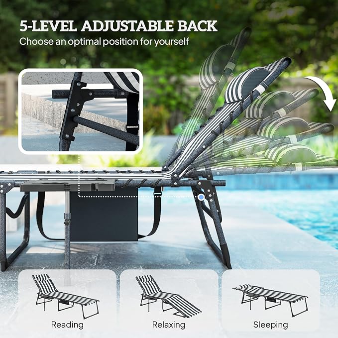 Outsunny Folding Chaise Lounge Chair Outdoor Tanning Chair - Image 4