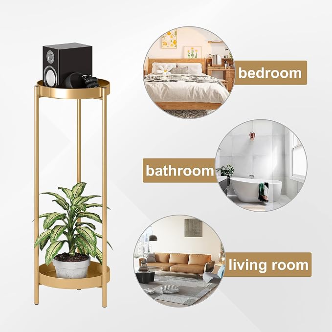 Metal Gold Tall Plant Stand Indoor or Outdoor - Image 3