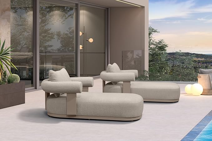 PURPLE LEAF Outdoor Chaise Lounge Set of 2 Chair Modern Aluminum Lounger Daybed - Image 9