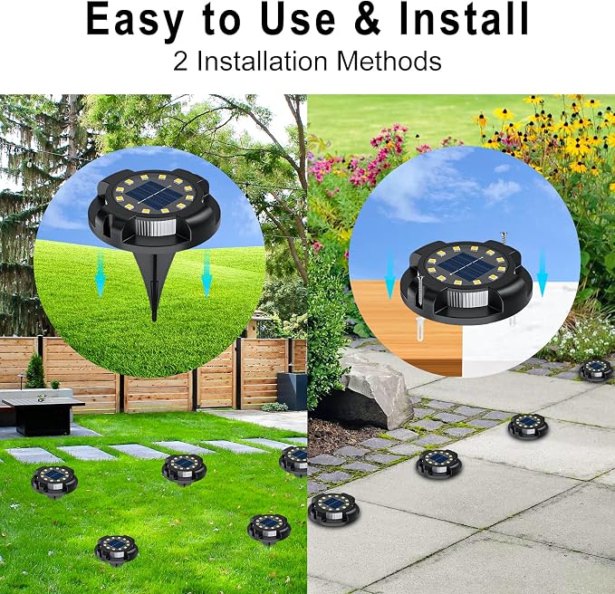 Solar Pathway Lights Outdoor 12 Packs, Bright White 16 LEDs Solar Ground Lights - Image 7