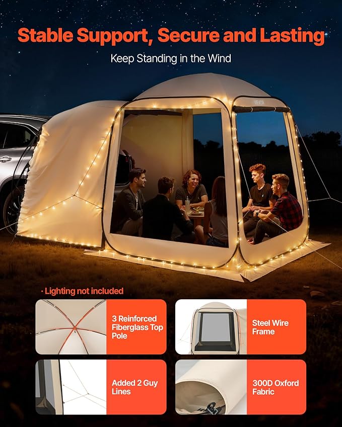 SUV Tailgate Tent VEVOR, 6 x 6 ft Pop-Up Screen House Canopy - Image 5