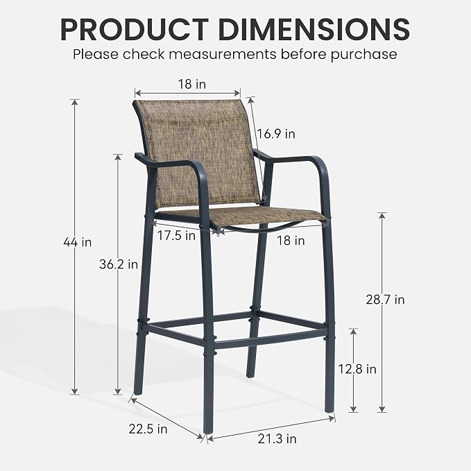 Crestlive Products Outdoor Bar Stools Set of 2, Heavy Duty Patio Furniture - Image 2