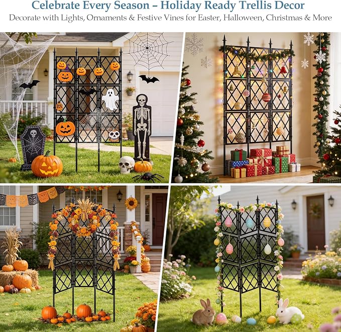 5.25FT Metal Garden Trellis for Climbing Plants Outdoor and Indoor - Image 8