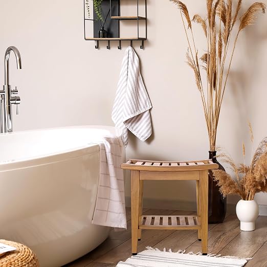 Kasa Solid Teak Indoor Outdoor Shower/Bath/Spa Stool Bench - Image 3
