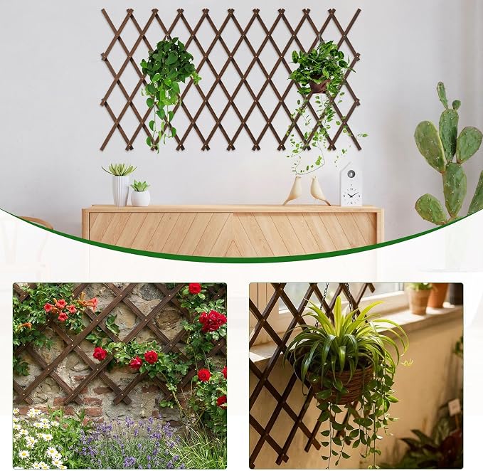 Expandable Garden Trellis, Wooden Lattice Fence Wall Panel Lattice Panels - Image 7