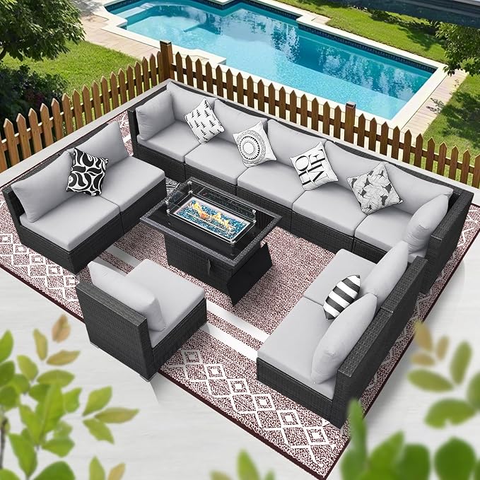 BULEXYARD 11 Piece High Back Patio Furniture Set - Image 9
