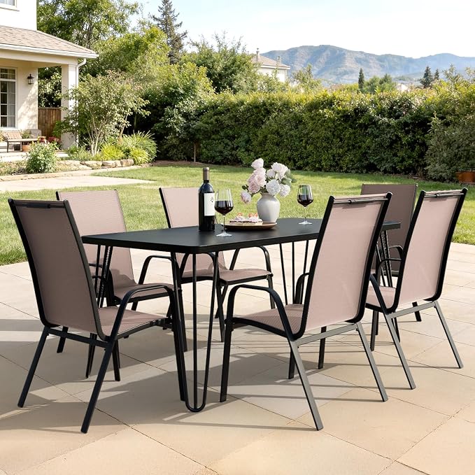 JEAREY Patio Dining Chairs Set of 6, Outdoor Stackable Dining Furniture Set - Image 8