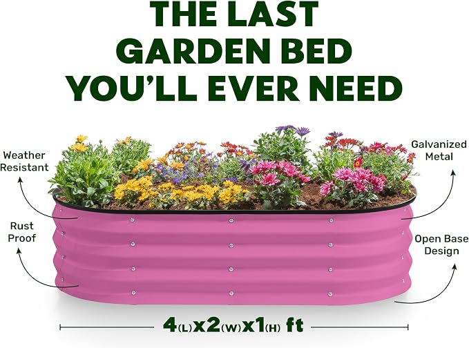 Plant & Plot Galvanized Raised Garden Beds Outdoor // 4×2×1 ft Planter Raised - Image 4
