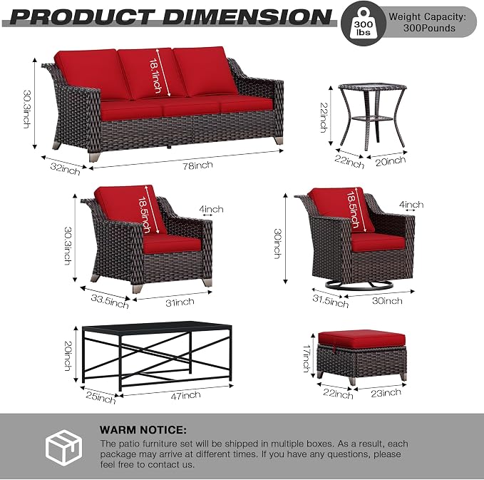 Joyside Wicker Patio Furniture Sets, 7 Pieces Upgraded Large Size Outdoor - Image 2