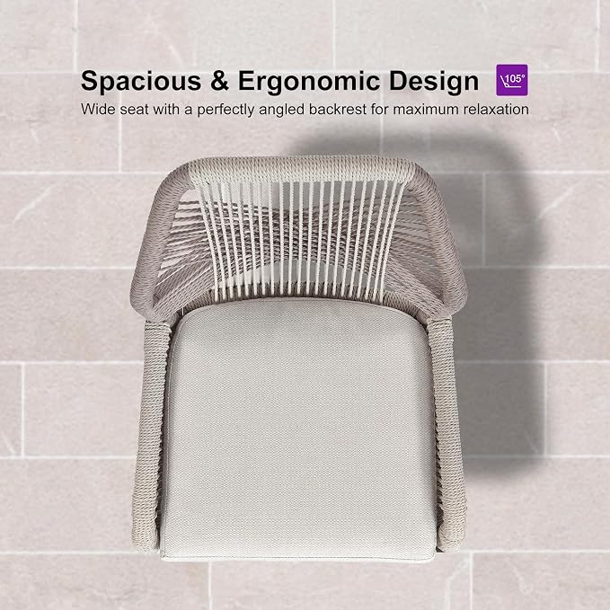 PURPLE LEAF Patio Bar Stool Counter Height Set of 2 Outdoor Rattan Chairs - Image 4