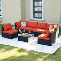 7 Piece Outdoor Patio Furniture Sets, Outdoor Wicker Conversatin Set w Glass by NagaBahna
