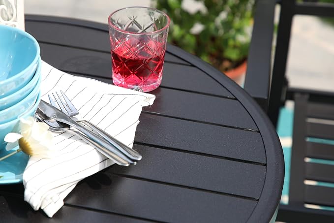 MFSTUDIO Outdoor Bistro Table Round Metal Patio Dining Table Small Side End - Image 5