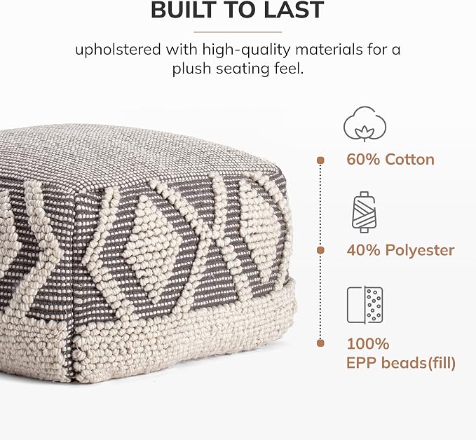 Anji Mountain 100% Handmade & Handcrafted Comfortable Home Décor Pouf Ottoman - Image 3