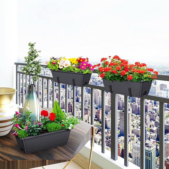 ETELI Deck Railing Planter Boxes 6 Pack Window Box - Image 6