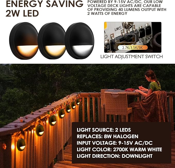 LED Low Voltage Deck Lights Outdoor Waterproof, 12V-24V AC/DC Die-cast Aluminum - Image 4