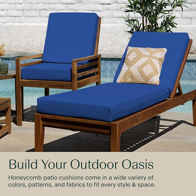 Honeycomb Outdoor Heritage Chaise 21.5 x 70, Textured Solid Sapphire Blue - Image 3