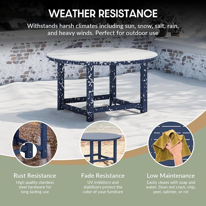 WestinTrends Malibu Low Outdoor HDPE Round Patio Coffee Table - Image 4