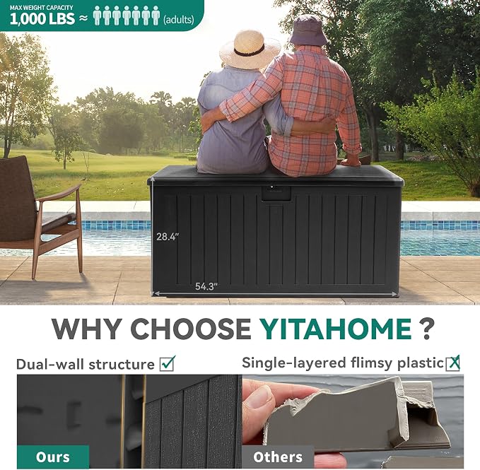 YITAHOME 150 Gallon Double-Wall Deck Box - Image 2