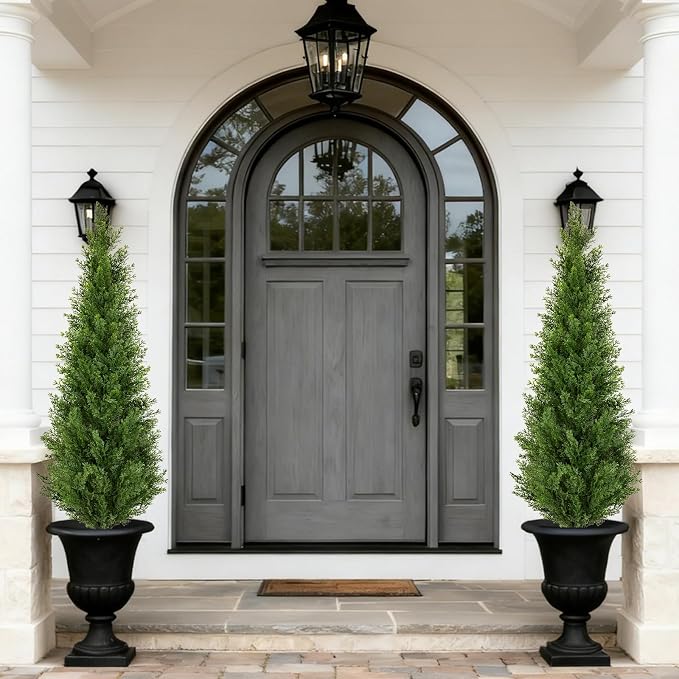 2 Pack 4ft Artificial Cedar Topiary Trees - Image 2