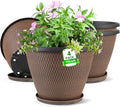 4 Pack 10 inch Plant Pot for Outdoor Indoor, Plastic Flower Pots by Svxtoby