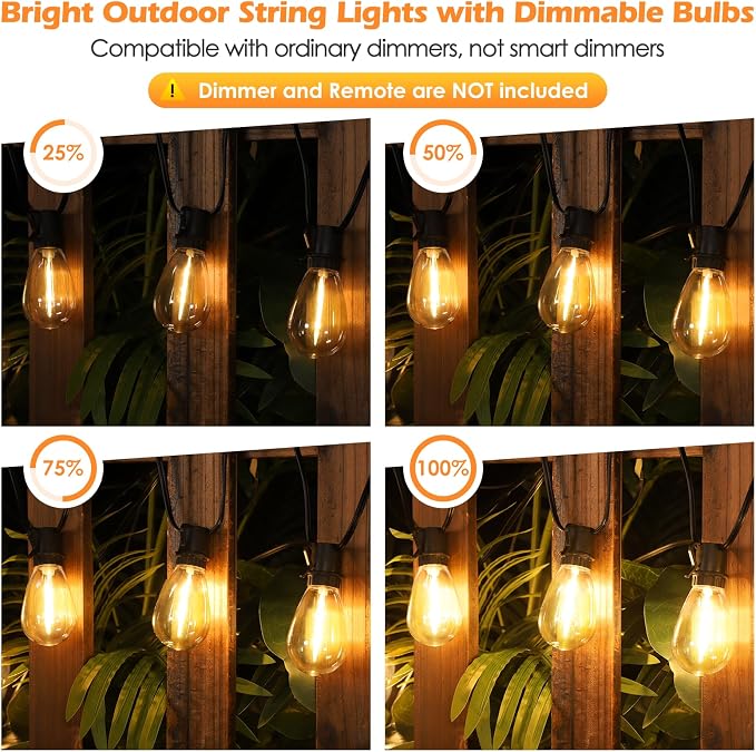 96FT LED Outdoor String Lights, Waterproof Patio Lights - Image 2