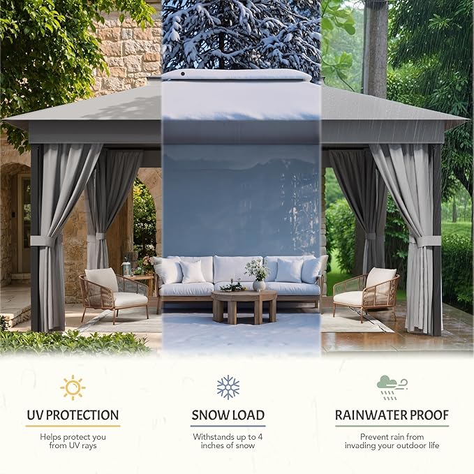 Devoko Outdoor Gazebo for Patio 8'x 8' Heavy Duty Metal Frame Canopy - Image 5